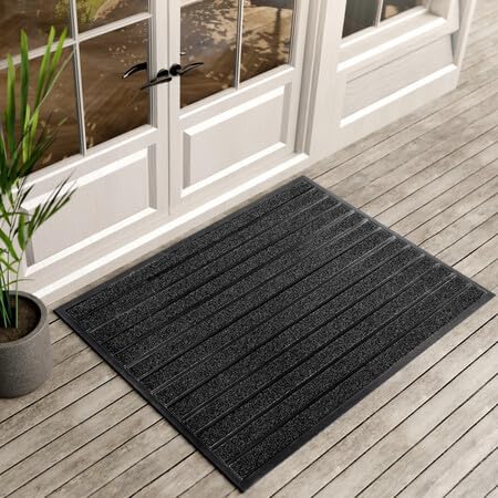 ubdyo Extra Durable Door Mat - Dirt Trapping Outdoor Welcome Mats - Non-Slip Outdoor Indoor Entrance - Low Profile Front Doormat(47" x 32", Bright Grey)