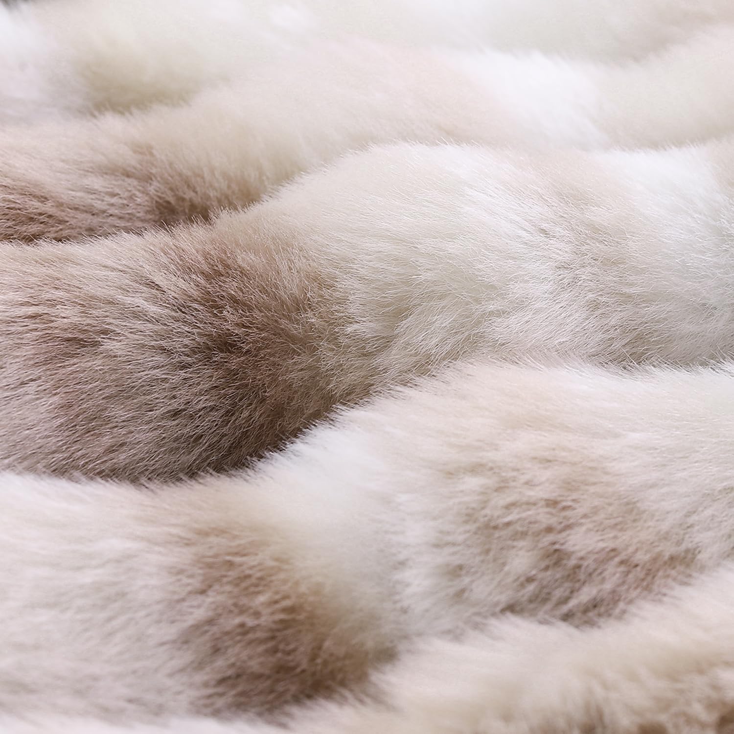 MADIZZ Pack of 2 Thick Plush Wool Throw Pillow Covers 18x18 Inch White Taupe Soft Neutral Decorative Throw Pillows Accent Boho Cushion Covers for Couch Sofa Bedroom Pillow Shell