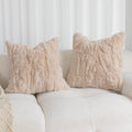 Genuine Rabbit Fur Throw Pillow Covers Set of 2, Luxury Decorative Pillowcases Soft Fluffy Animal Skin Accents Square Cushion Cover for Couch Sofa Bedroom Living Room Home,18x18 inch, Yellow White