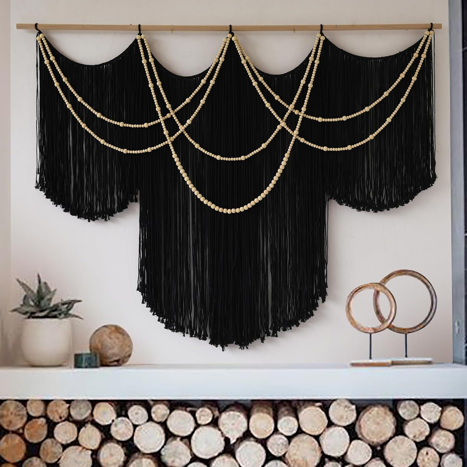 Macrame Wall Hanging Large Dip Dye Tapestry Fiber Wall Art Boho Bedroom Décor 57''W*35''L