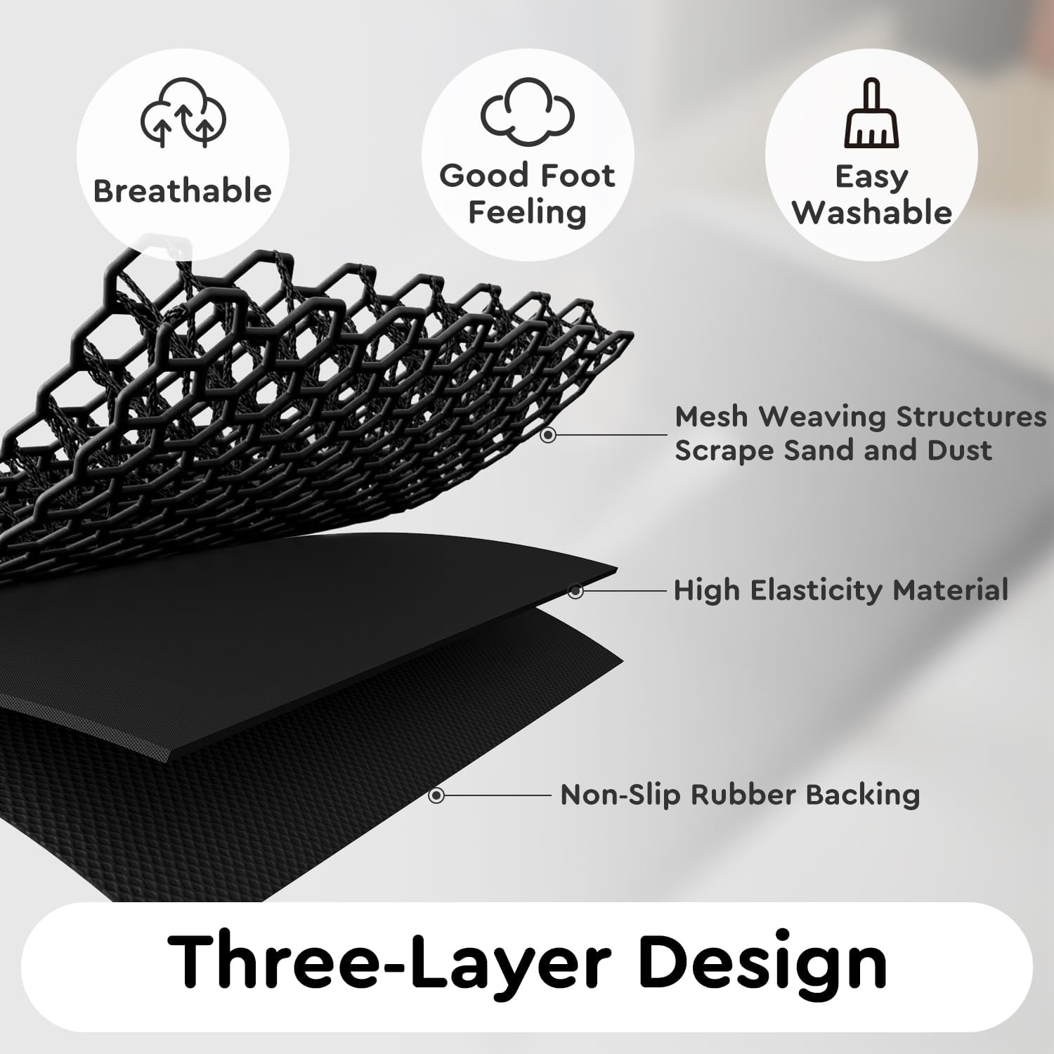 tchdio Front Door Mat Outside Entrance, Dirt Trapper Doormat-Entrance Welcome Matt Durable, Heavy Duty Entry Mat Non Slip Rubber Mats for Outside Stain Resist Door Mats for Entryway, 24"x36" Black