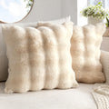 MIULEE Faux Fur Pillow Covers Thick Soft Plush Throw Pillows Luxury Spring Home Decor for Couch Bed Bedroom Living Room Sofa,20x20 Inch Pack of 2 Khaki