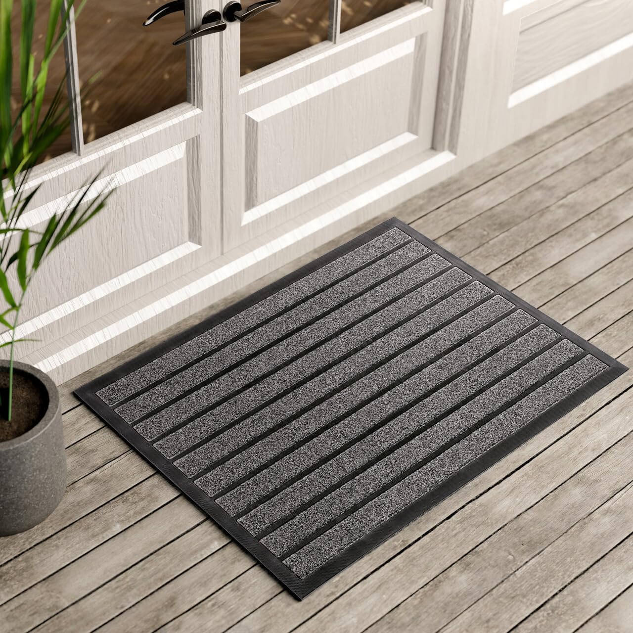 ubdyo Extra Durable Door Mat - Dirt Trapping Outdoor Welcome Mats - Non-Slip Outdoor Indoor Entrance - Low Profile Front Doormat(47" x 32", Bright Grey)