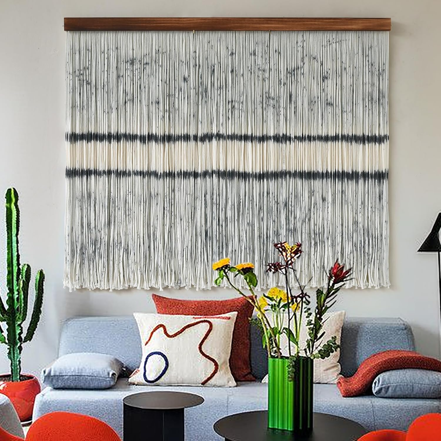 Macrame Wall Hanging Large Dip Dye Tapestry Fiber Wall Art Boho Bedroom Décor 57''W*35''L