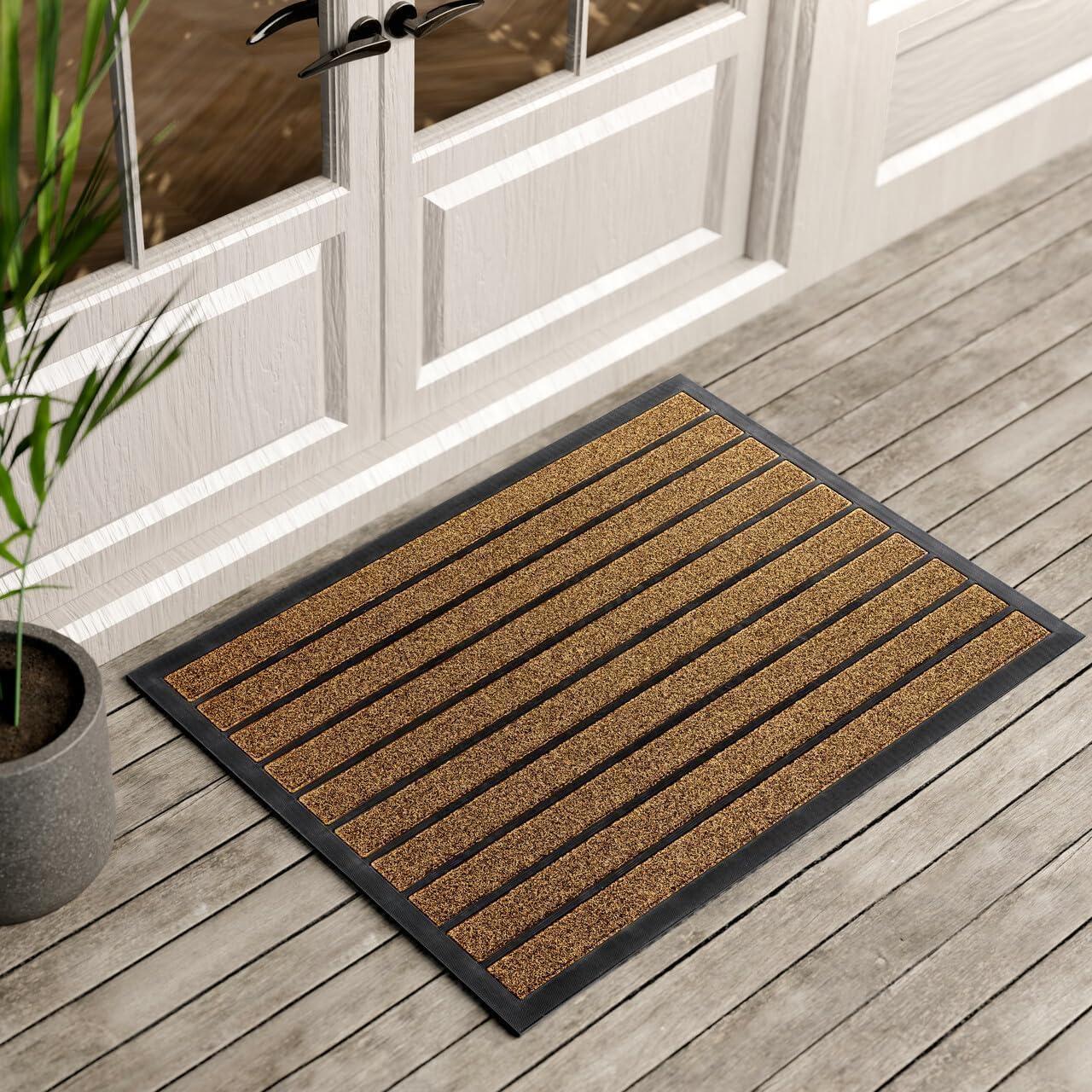 ubdyo Extra Durable Door Mat - Dirt Trapping Outdoor Welcome Mats - Non-Slip Outdoor Indoor Entrance - Low Profile Front Doormat(47" x 32", Bright Grey)