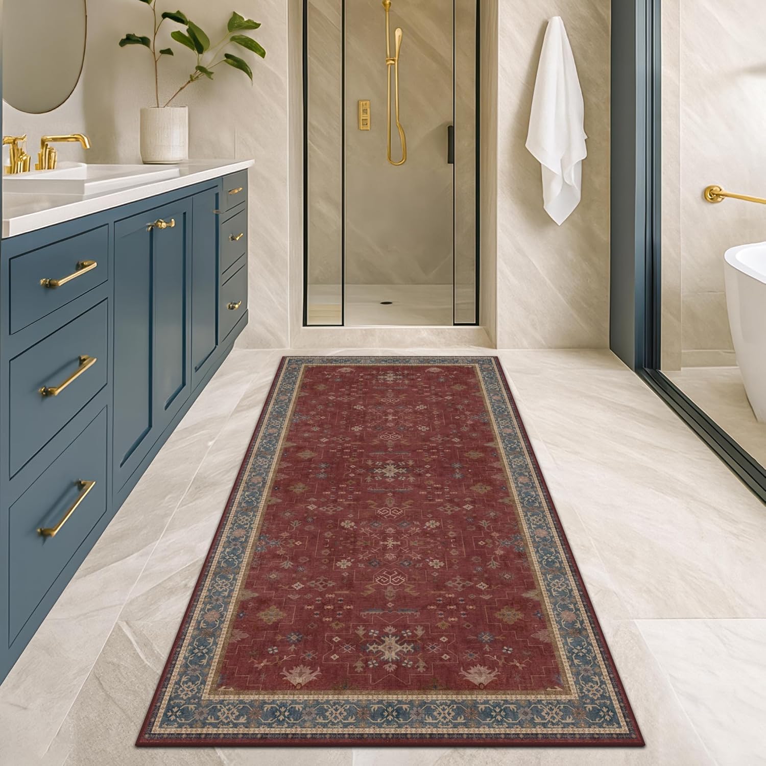 Black Farmhouse Washable 8x10 Area Rugs for Living Room, Bedroom, Dining Room Kitchen Table Rug for Under Table, Office, Dark Charcoal Tumble Stain Resistant Non-Slip Large Washable (8x10 Black/Multi)