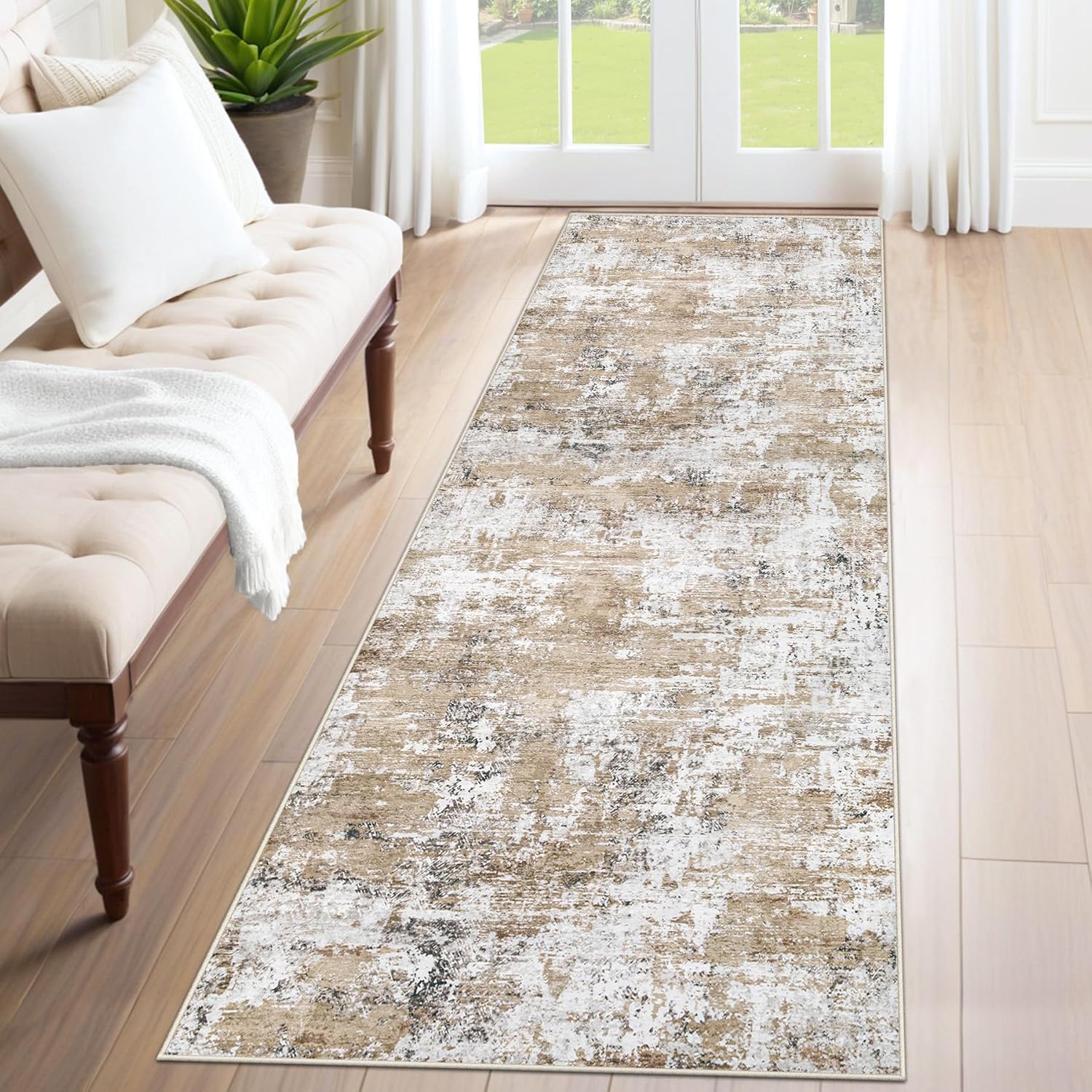 8x10 Area Rugs for Living Room, Washable Modern Abstract Large Area Rug Neutral Soft Non Slip Kids Rug Stain Resistant Indoor Carpet for Bedroom Nursery Dining Room Playroom Home Office(Blue, 8'x10')