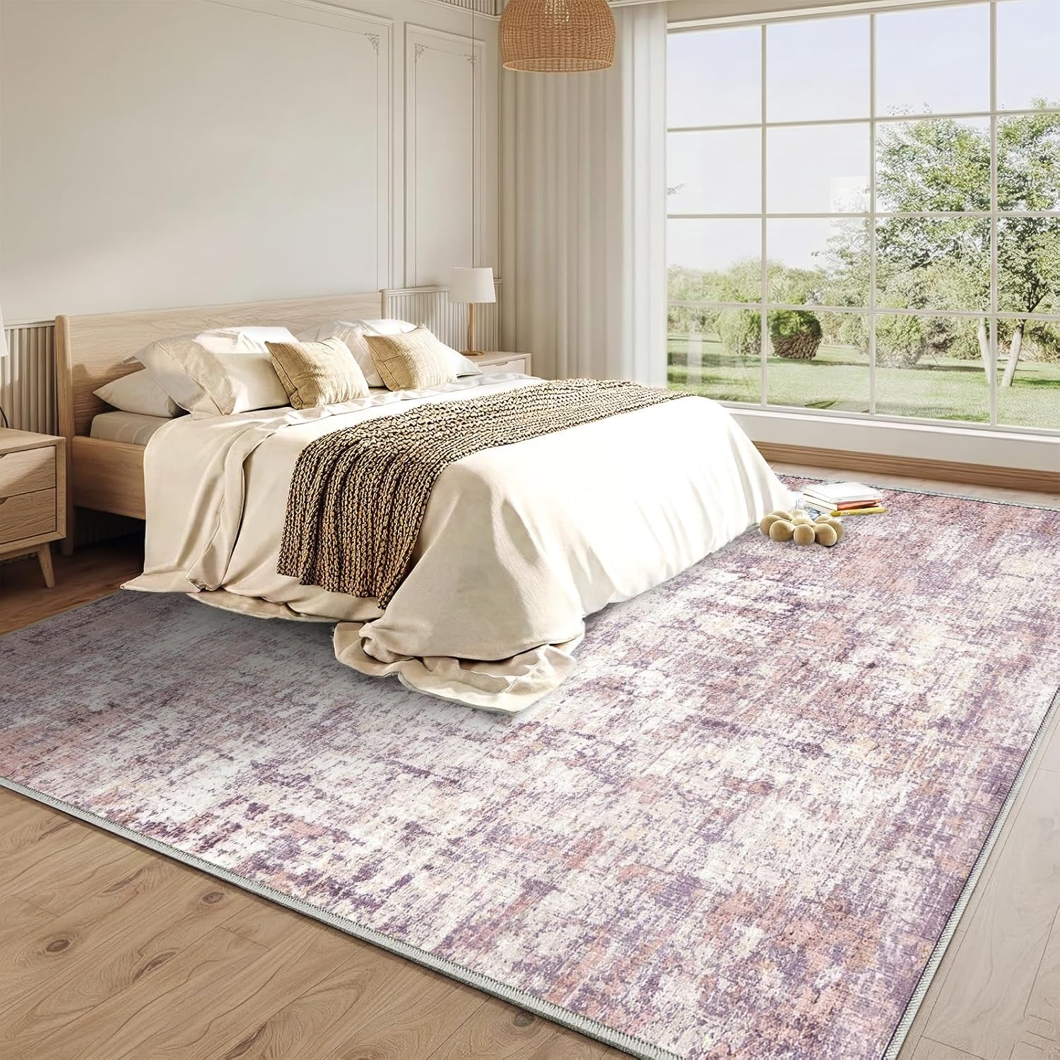 8x10 Area Rug Living Room Rugs - Washable Rug Large Modern Abstract Soft Thin Carpets Indoor Floor No Slip Vintage Carpet for Bedroom Under Dining Table Nursery Home Office Decor Blue