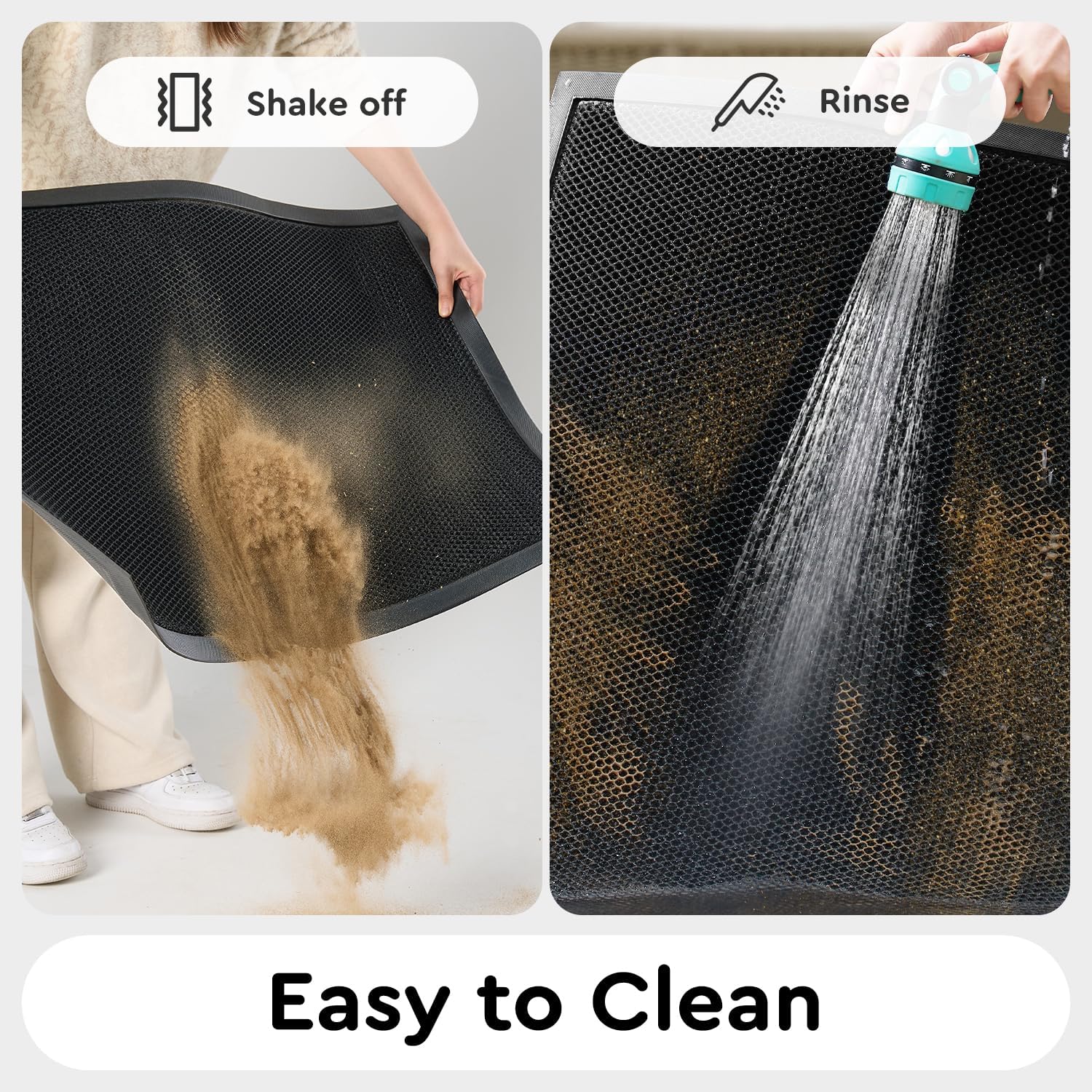 tchdio Front Door Mat Outside Entrance, Dirt Trapper Doormat-Entrance Welcome Matt Durable, Heavy Duty Entry Mat Non Slip Rubber Mats for Outside Stain Resist Door Mats for Entryway, 24"x36" Black