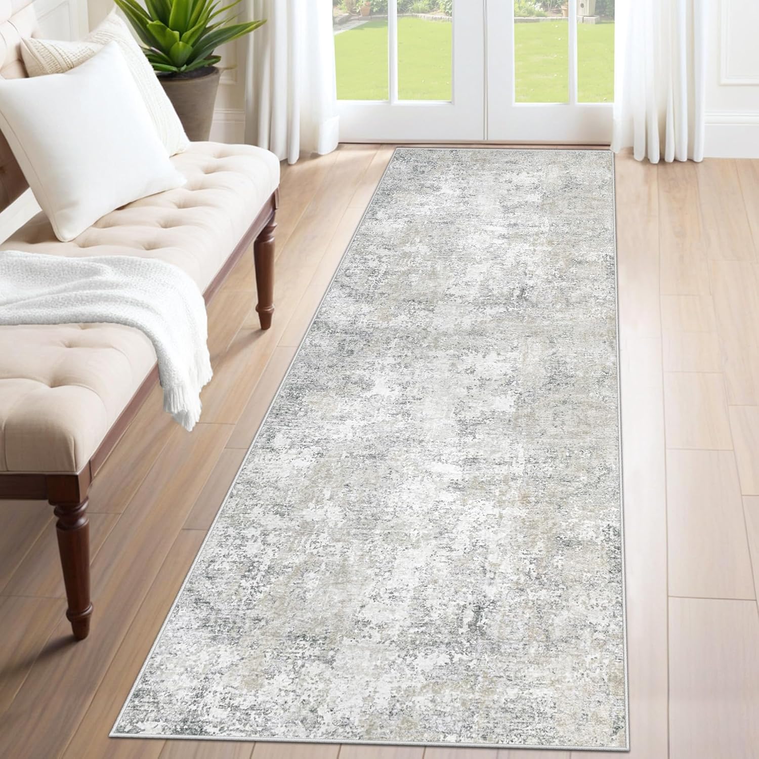 8x10 Area Rugs for Living Room, Washable Modern Abstract Large Area Rug Neutral Soft Non Slip Kids Rug Stain Resistant Indoor Carpet for Bedroom Nursery Dining Room Playroom Home Office(Blue, 8'x10')