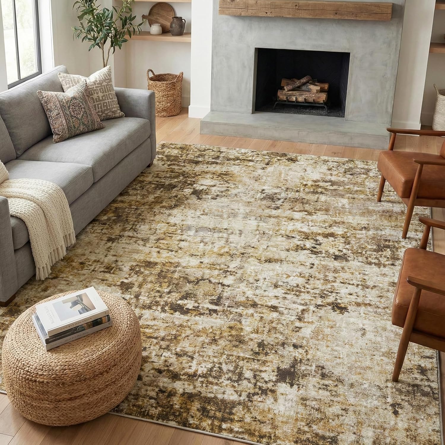 8x10 Area Rug Living Room Rugs - Washable Rug Large Modern Abstract Soft Thin Carpets Indoor Floor No Slip Vintage Carpet for Bedroom Under Dining Table Nursery Home Office Decor Blue