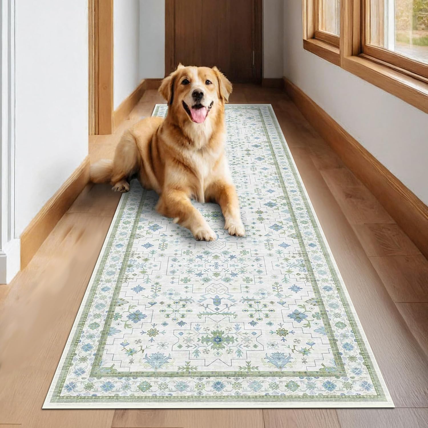 Black Farmhouse Washable 8x10 Area Rugs for Living Room, Bedroom, Dining Room Kitchen Table Rug for Under Table, Office, Dark Charcoal Tumble Stain Resistant Non-Slip Large Washable (8x10 Black/Multi)