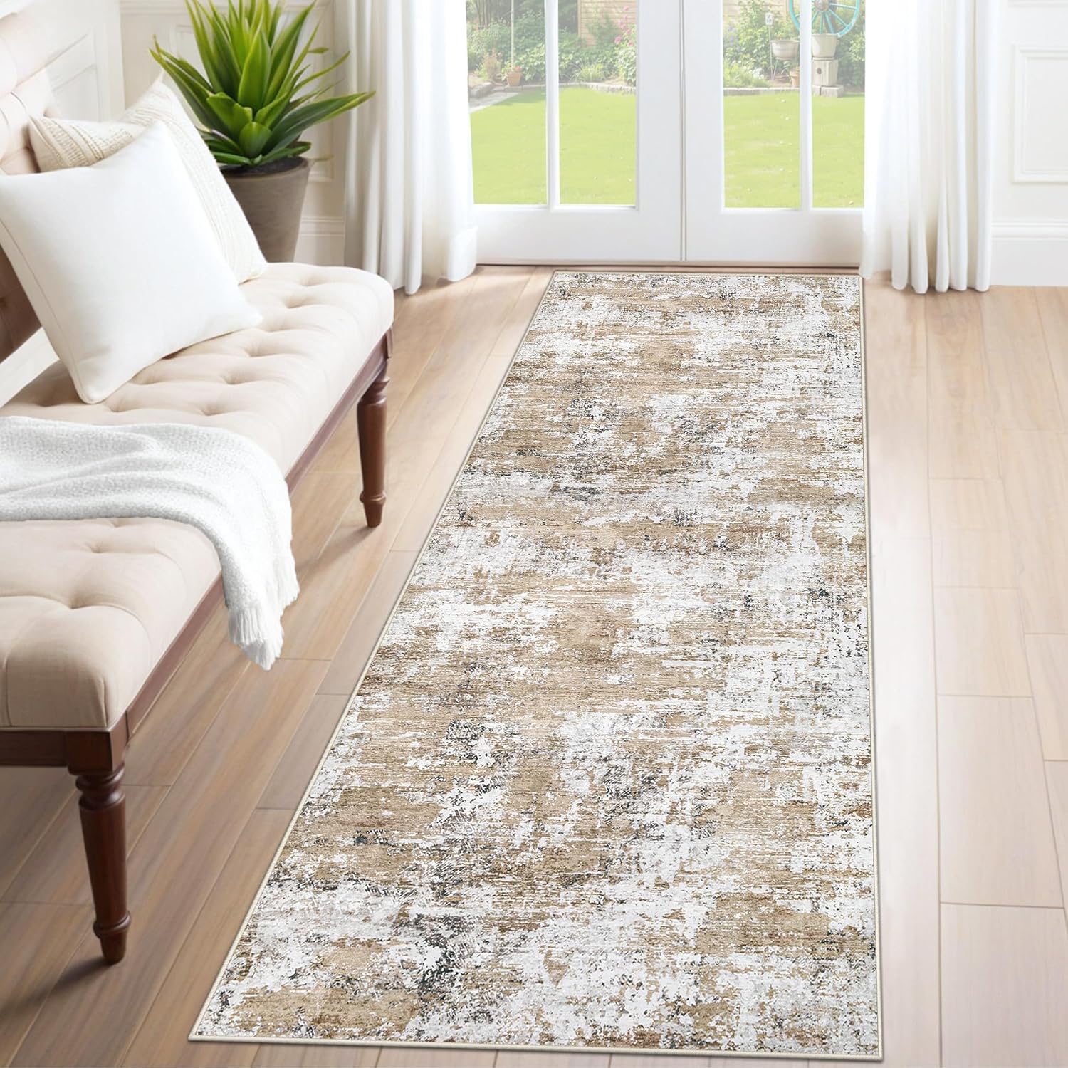 8x10 Area Rugs for Living Room, Washable Modern Abstract Large Area Rug Neutral Soft Non Slip Kids Rug Stain Resistant Indoor Carpet for Bedroom Nursery Dining Room Playroom Home Office(Blue, 8'x10')