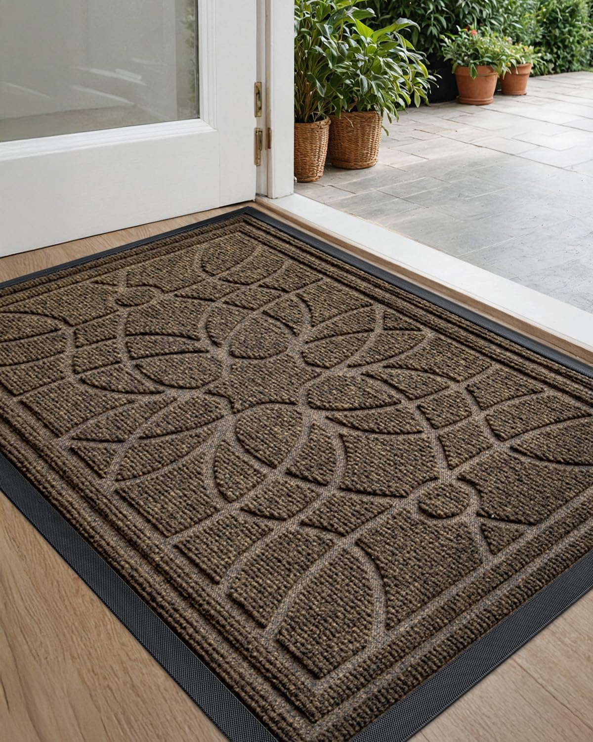 DEXI Front Door Mat Outside Entrance, Heavy Duty Non Slip Low Profile Doormat for Entryway, Trap Dirt and Moisture Welcome Mats, Easy Clean, Patio, Garage, 3x2, Blue