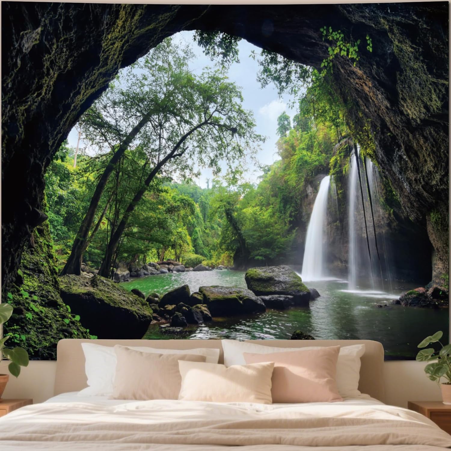 Extra Large Green Nature Tapestry for Bedroom Aesthetic, Big Hippie Ceiling Tree of Life Decor Tapestries Wall Hanging, Oversized Boho Bohemian Mandala Art Backdrop for Dorm Living Room (71"X90")