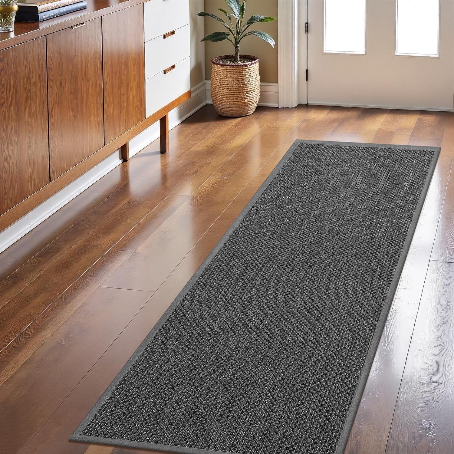 LEKEEPGO Door Mat 36"x59", Non Slip Door Mat Indoor Entrance, Rubber Backing Front Indoor Door Mats Washable Absorbent Low-Profile Doormat Entryway Entry Resist Dirt Inside Door Mats, Brown