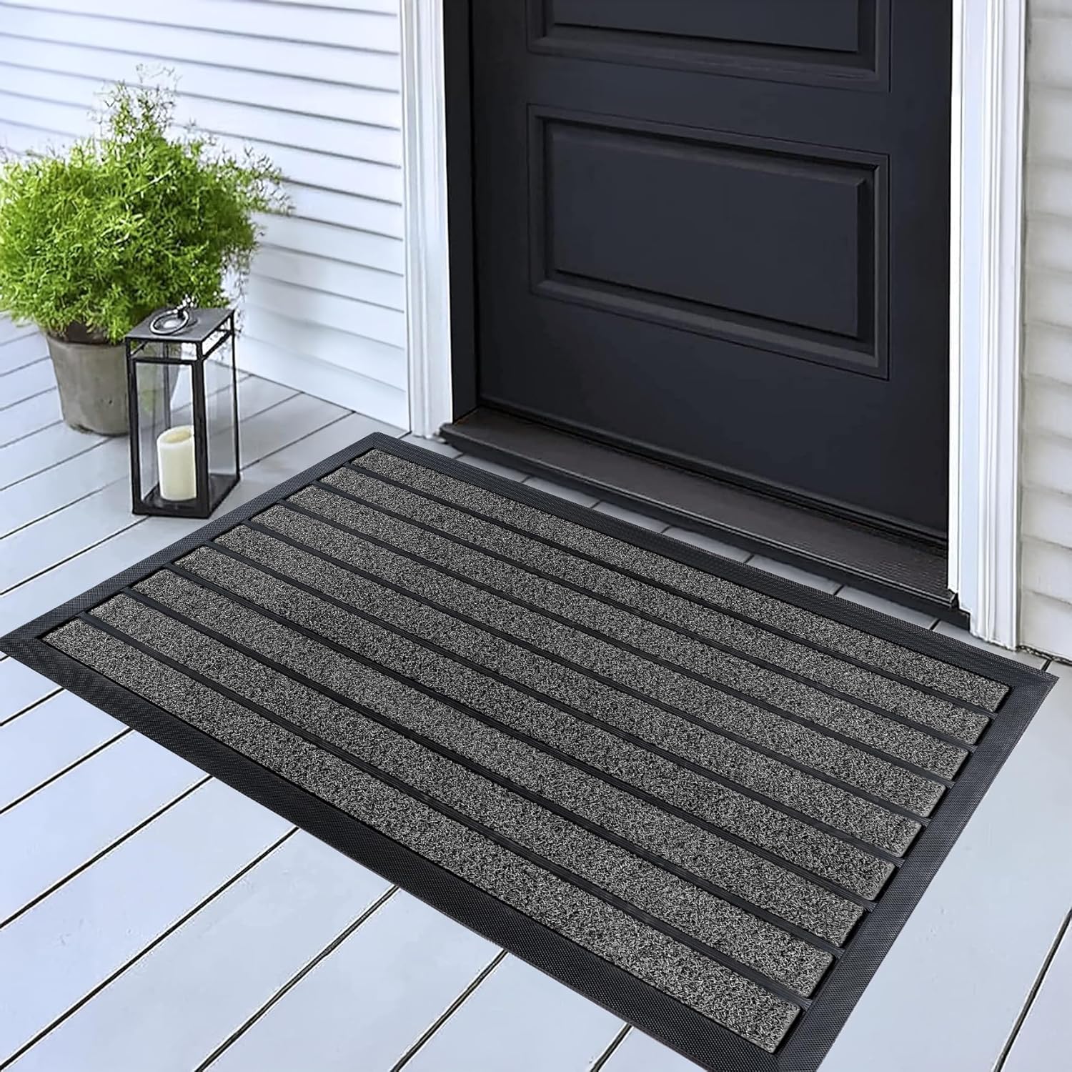 ubdyo Extra Durable Door Mat - Dirt Trapping Outdoor Welcome Mats - Non-Slip Outdoor Indoor Entrance - Low Profile Front Doormat(47" x 32", Bright Grey)