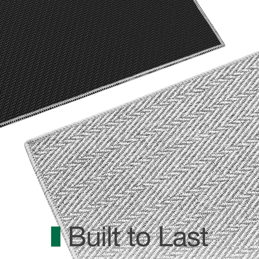 LUMI Ultra Thin Indoor Door Mat for Entrance 48"x72", Non Slip Entryway Mat, Low Profile Doormat, Unique Herringbone Design Carpet for Inside, Patio, Porch, Gray