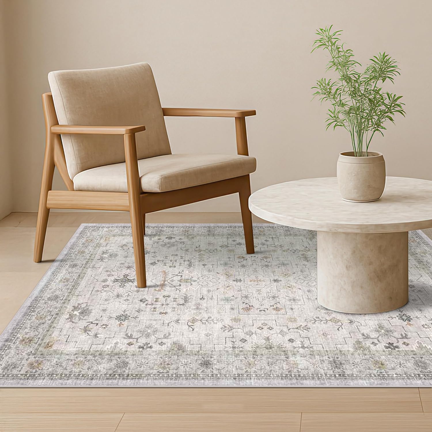 Black Farmhouse Washable 8x10 Area Rugs for Living Room, Bedroom, Dining Room Kitchen Table Rug for Under Table, Office, Dark Charcoal Tumble Stain Resistant Non-Slip Large Washable (8x10 Black/Multi)