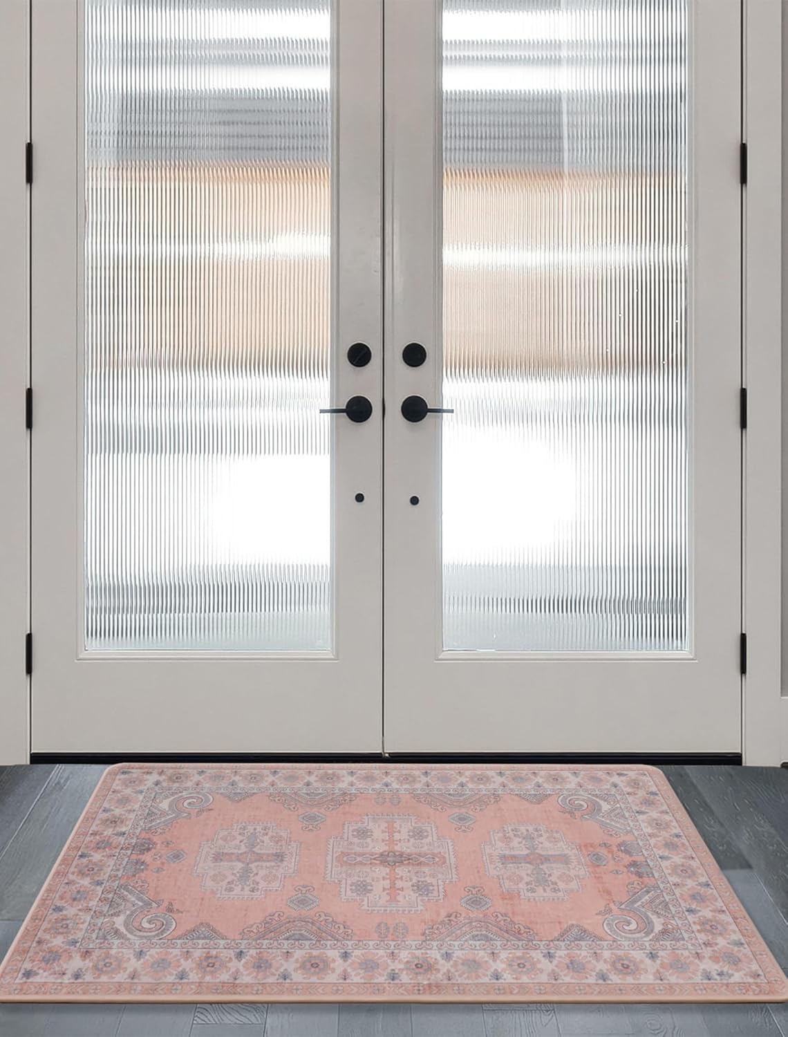 Washable Rugs 8x10 Area Rugs for Living Room,Ultra Soft Faux Wool Retro Rugs for Bedroom,Dining Room,Non Slip&Non-Shedding Low Pile Vintage Print Rug Indoor Large Carpets for Home Office Decor