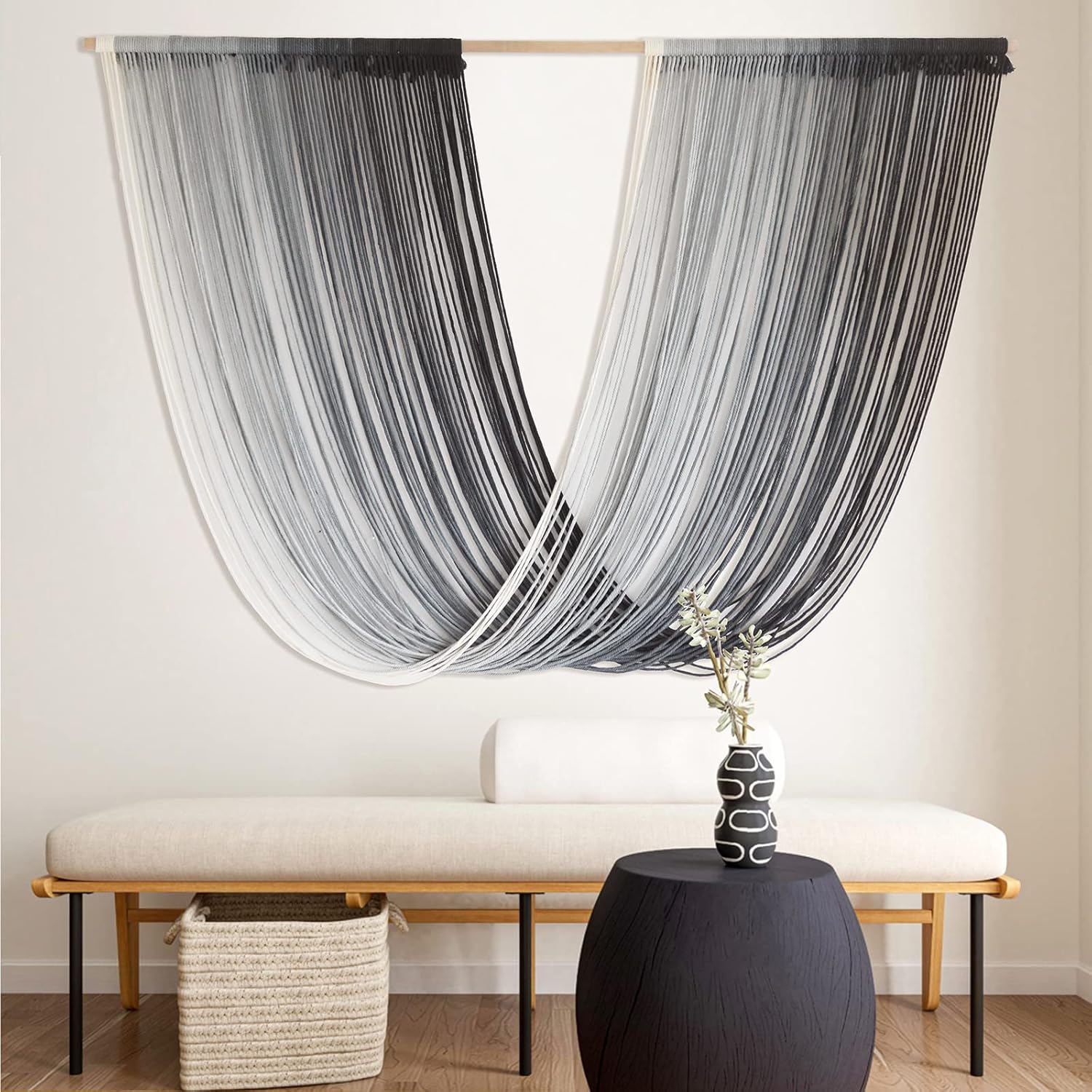 Flber Macrame Wall Hanging Boho Wall Decor Yarn Wall Art Tapestry Bedroom Living Room Nursery Apartment Home Decor 57" W x 31" L