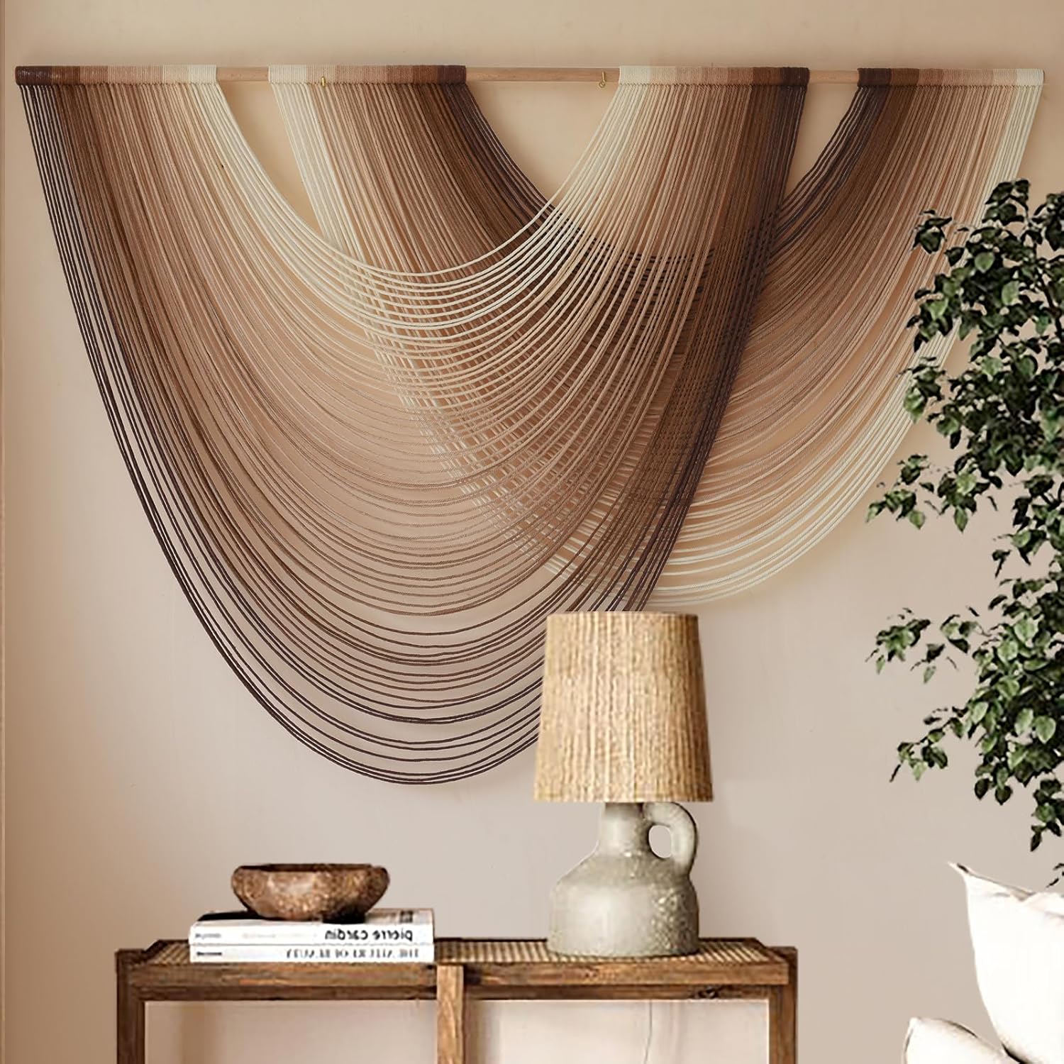 Flber Macrame Wall Hanging Boho Wall Decor Yarn Wall Art Tapestry Bedroom Living Room Nursery Apartment Home Decor 57" W x 31" L