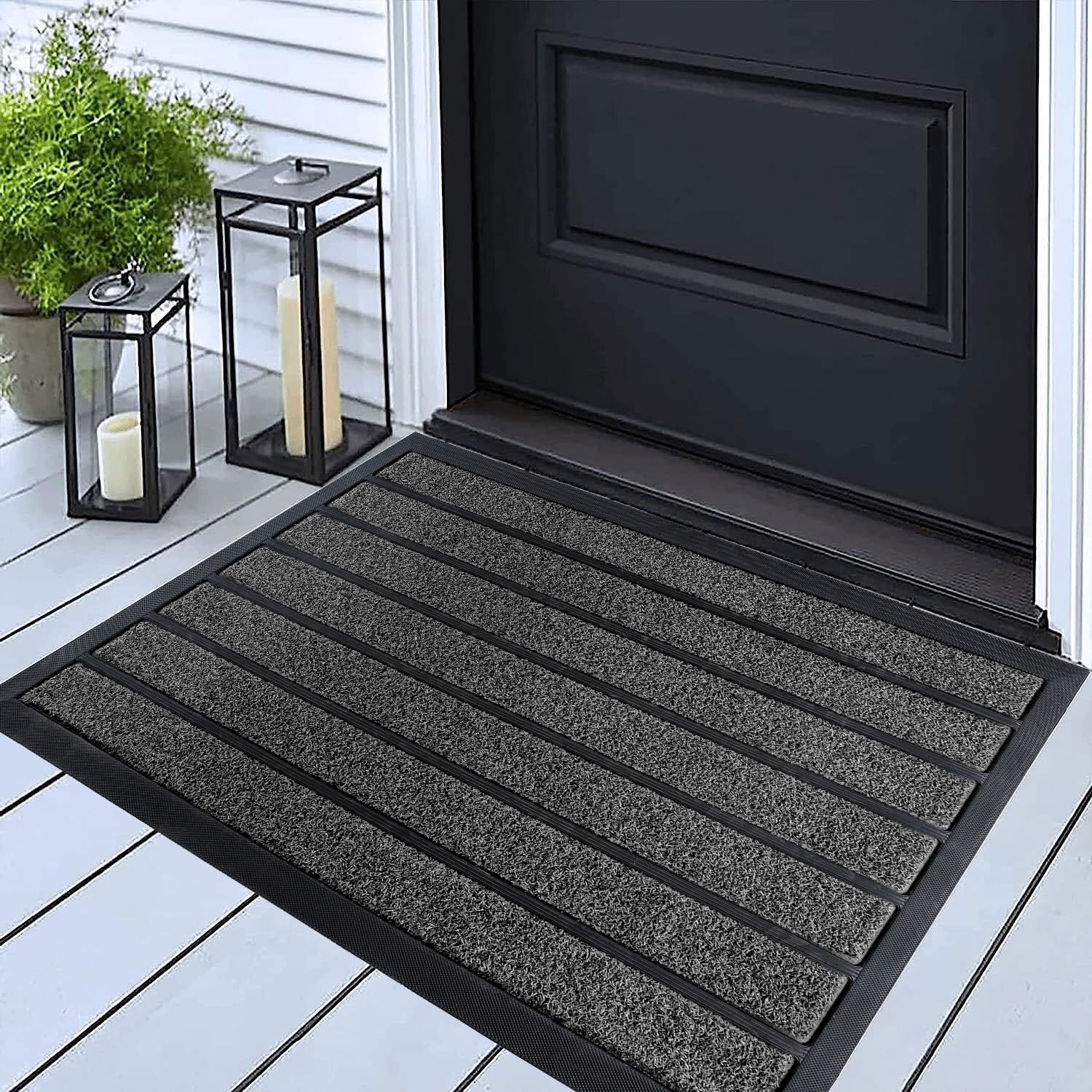 ubdyo Extra Durable Door Mat - Dirt Trapping Outdoor Welcome Mats - Non-Slip Outdoor Indoor Entrance - Low Profile Front Doormat(47" x 32", Bright Grey)