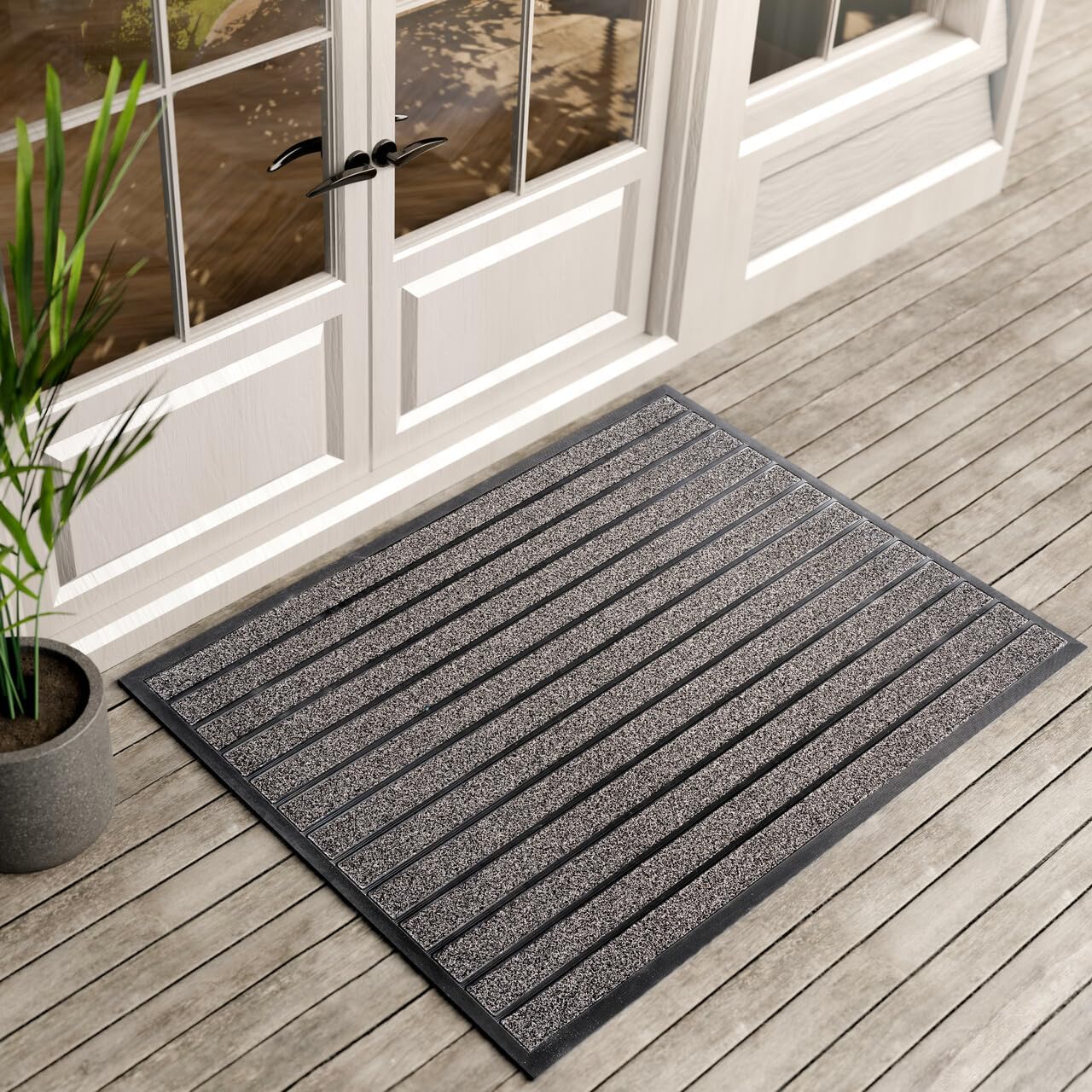 ubdyo Extra Durable Door Mat - Dirt Trapping Outdoor Welcome Mats - Non-Slip Outdoor Indoor Entrance - Low Profile Front Doormat(47" x 32", Bright Grey)
