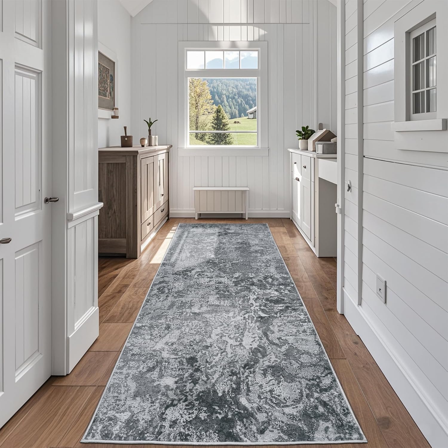 8x10 Area Rugs for Living Room Rug Washable: Abstract Large Rug for Dining Room Bedroom Carpet Non Slip 8 by 10 Indoor Modern Nursery Home Office Blue Grey