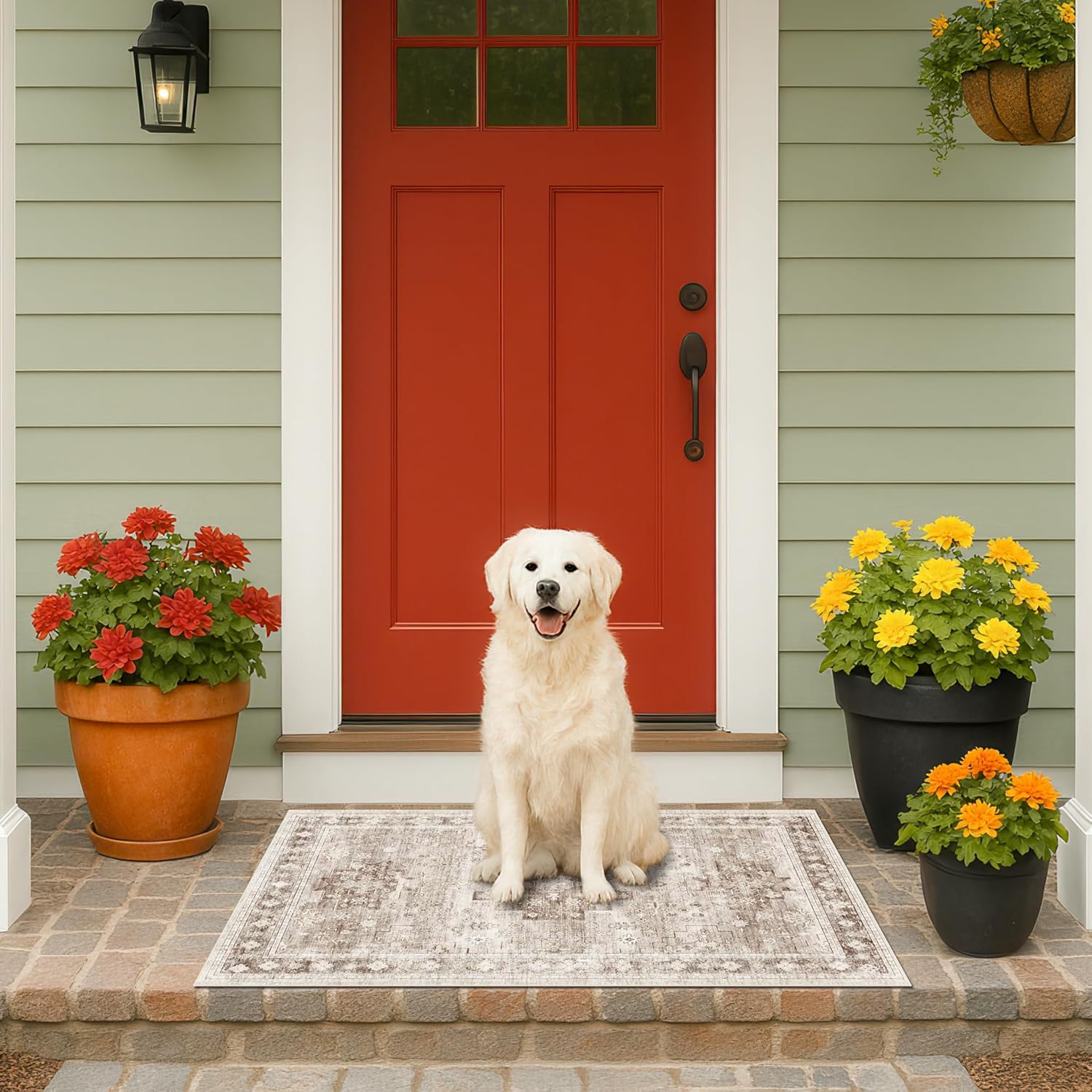 Black Farmhouse Washable 8x10 Area Rugs for Living Room, Bedroom, Dining Room Kitchen Table Rug for Under Table, Office, Dark Charcoal Tumble Stain Resistant Non-Slip Large Washable (8x10 Black/Multi)