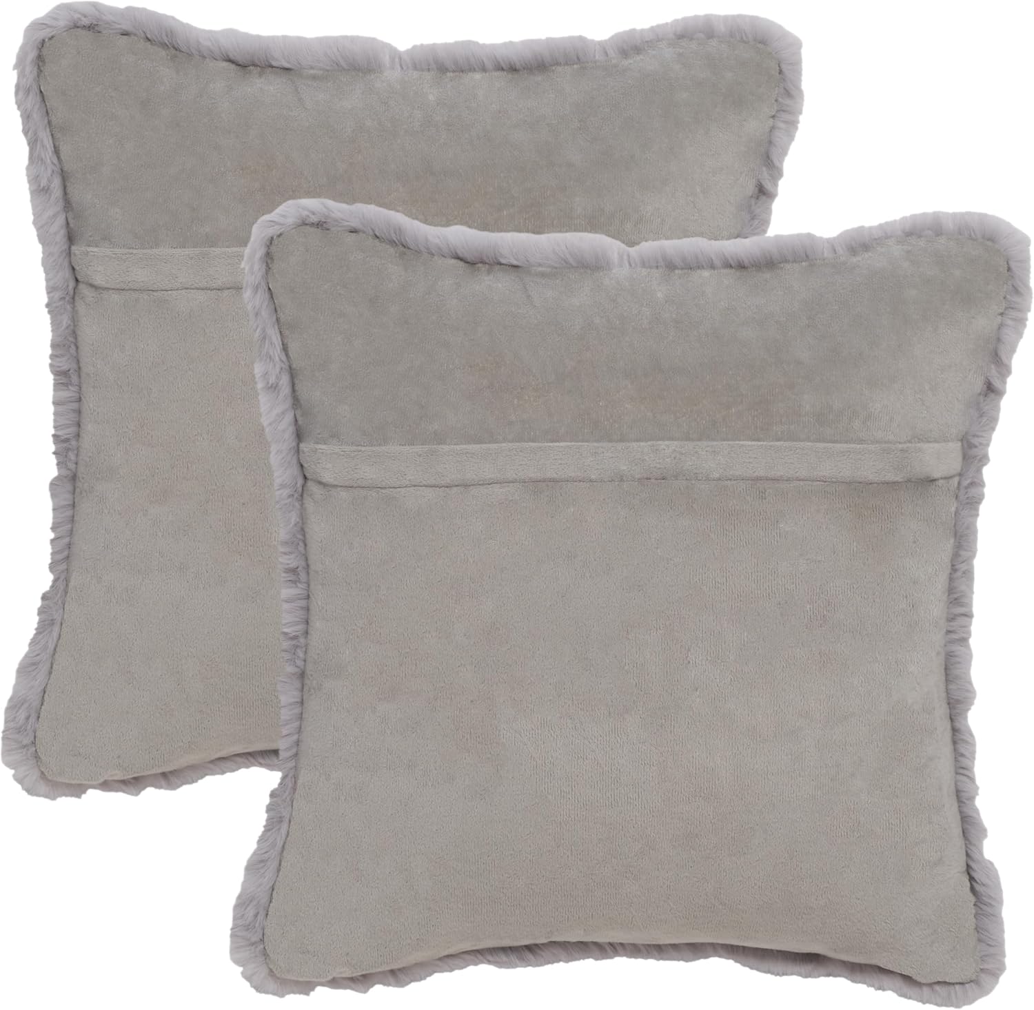 SAFAVIEH Home Collection Flayn Grey Faux Fur 17-inch Square Decorative Accent Throw Pillow with Insert (Set of 2)