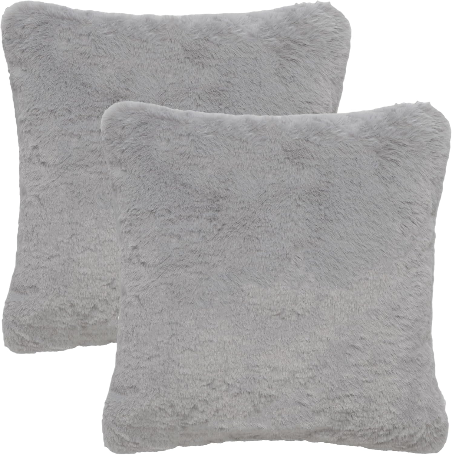 SAFAVIEH Home Collection Flayn Grey Faux Fur 17-inch Square Decorative Accent Throw Pillow with Insert (Set of 2)