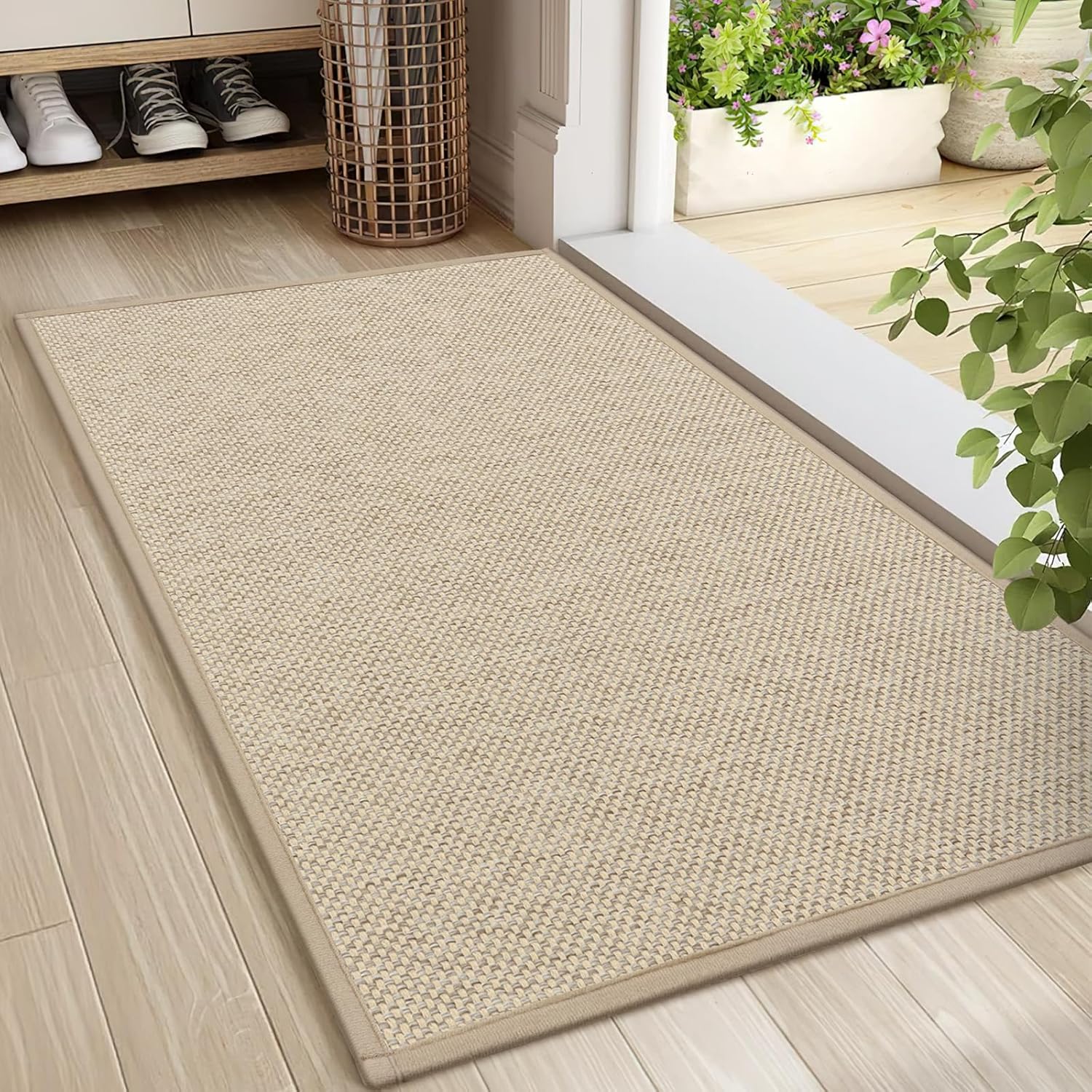 LEKEEPGO Door Mat 36"x59", Non Slip Door Mat Indoor Entrance, Rubber Backing Front Indoor Door Mats Washable Absorbent Low-Profile Doormat Entryway Entry Resist Dirt Inside Door Mats, Brown