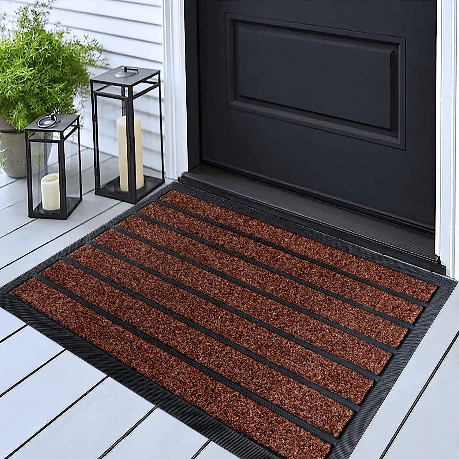 ubdyo Extra Durable Door Mat - Dirt Trapping Outdoor Welcome Mats - Non-Slip Outdoor Indoor Entrance - Low Profile Front Doormat(47" x 32", Bright Grey)