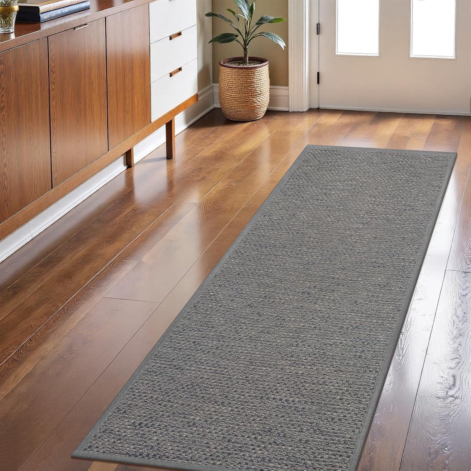 LEKEEPGO Door Mat 36"x59", Non Slip Door Mat Indoor Entrance, Rubber Backing Front Indoor Door Mats Washable Absorbent Low-Profile Doormat Entryway Entry Resist Dirt Inside Door Mats, Brown