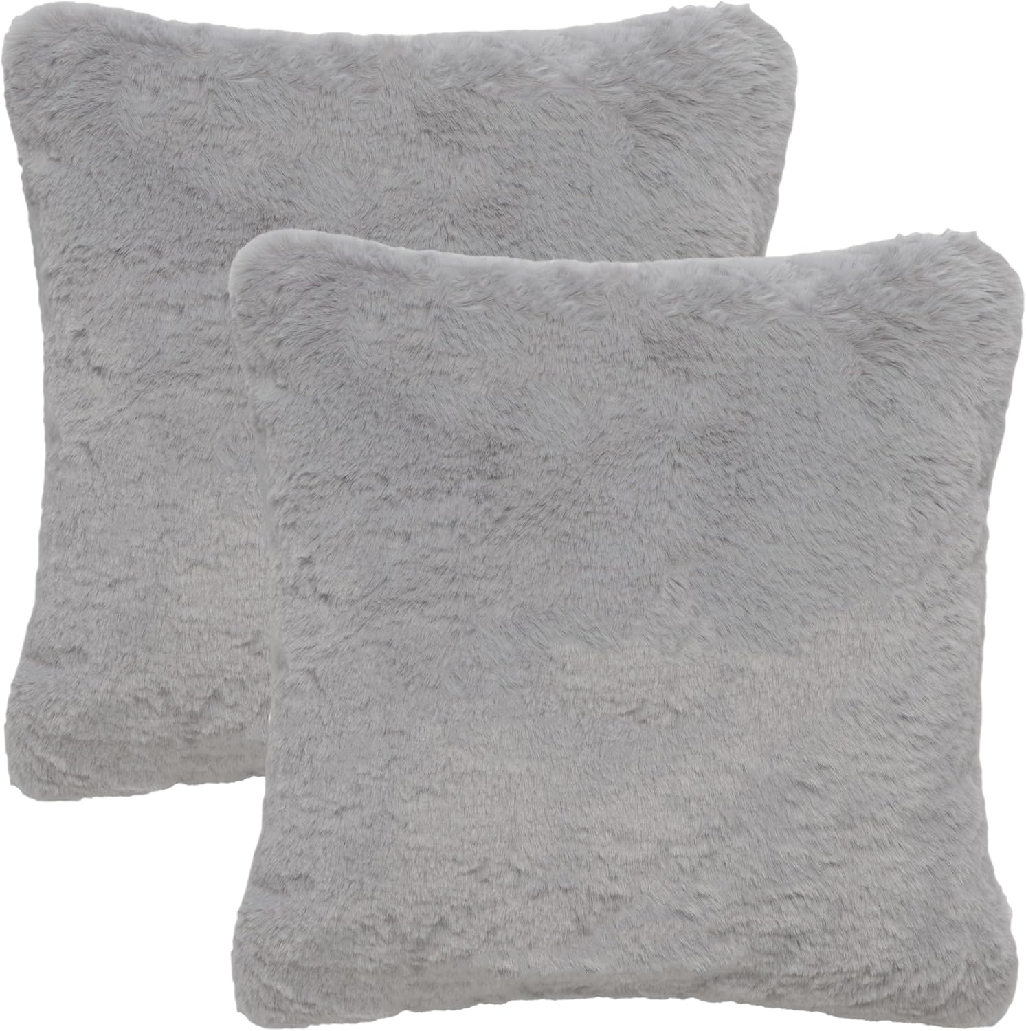 SAFAVIEH Home Collection Flayn Grey Faux Fur 17-inch Square Decorative Accent Throw Pillow with Insert (Set of 2)