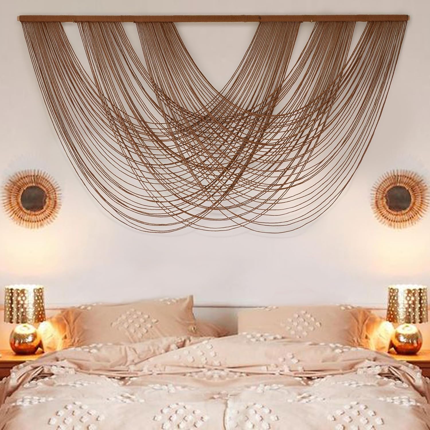 Flber Macrame Wall Hanging Boho Wall Decor Yarn Wall Art Tapestry Bedroom Living Room Nursery Apartment Home Decor 57" W x 31" L
