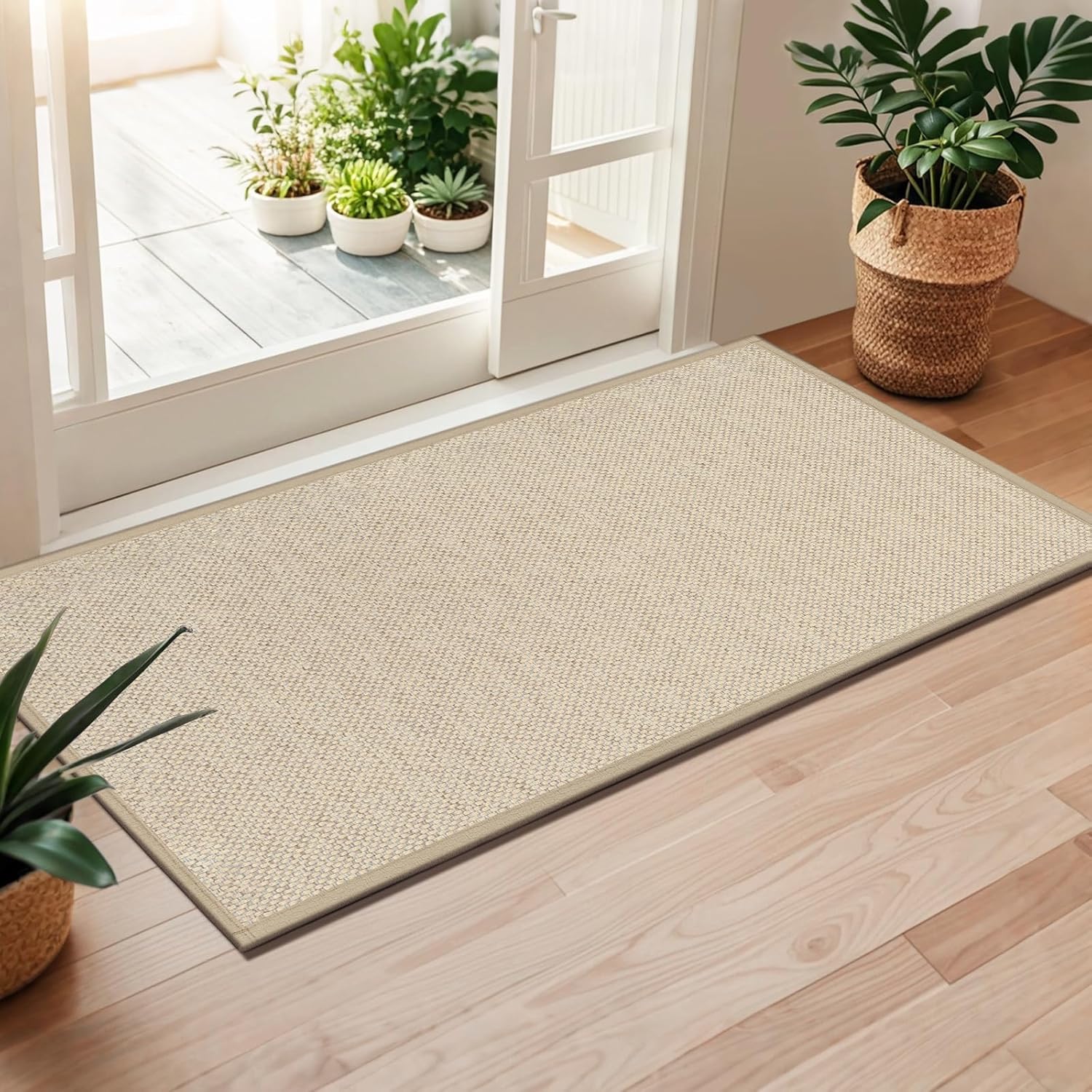 LEKEEPGO Door Mat 36"x59", Non Slip Door Mat Indoor Entrance, Rubber Backing Front Indoor Door Mats Washable Absorbent Low-Profile Doormat Entryway Entry Resist Dirt Inside Door Mats, Brown