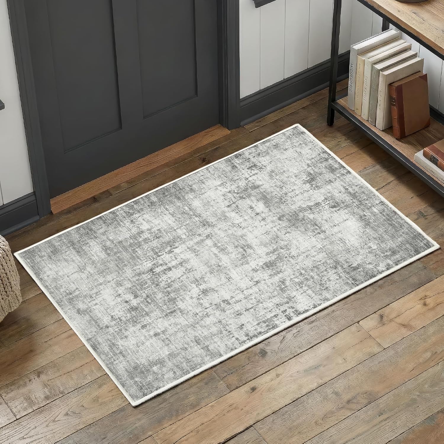 8x10 Area Rug Living Room Rugs - Washable Rug Large Modern Abstract Soft Thin Carpets Indoor Floor No Slip Vintage Carpet for Bedroom Under Dining Table Nursery Home Office Decor Blue