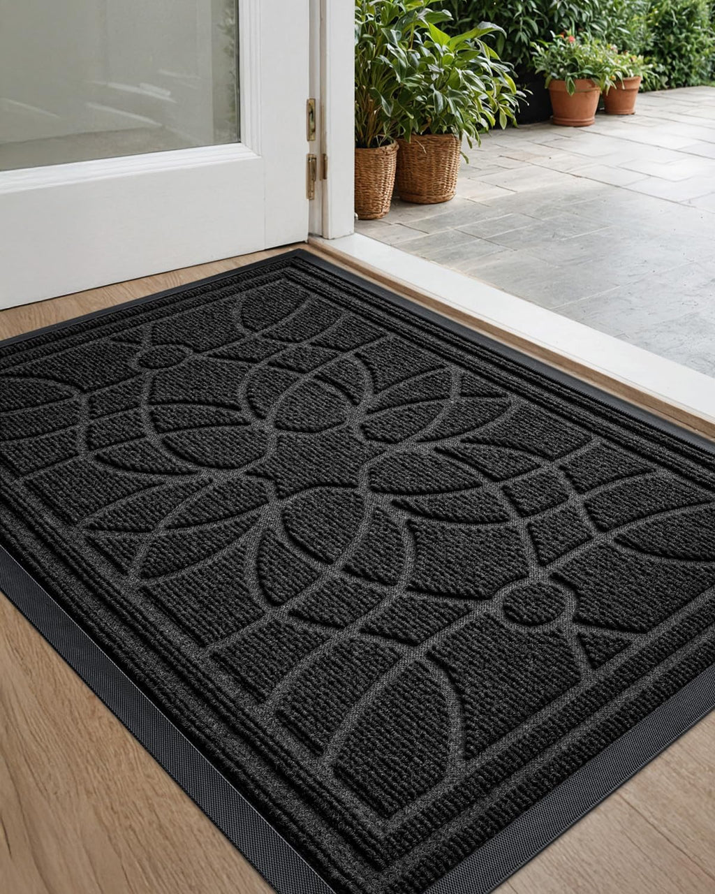 DEXI Front Door Mat Outside Entrance, Heavy Duty Non Slip Low Profile Doormat for Entryway, Trap Dirt and Moisture Welcome Mats, Easy Clean, Patio, Garage, 3x2, Blue