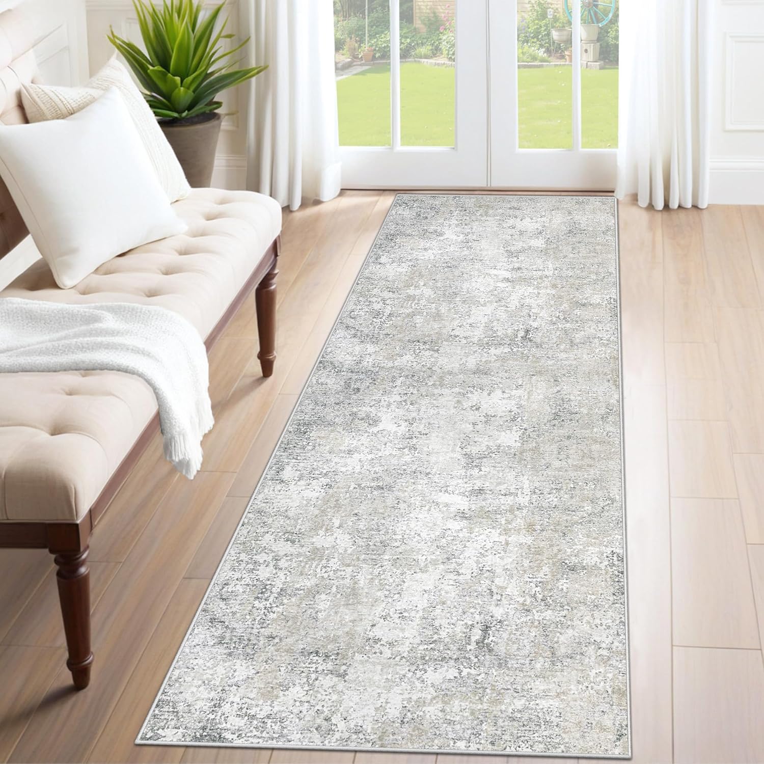 8x10 Area Rugs for Living Room, Washable Modern Abstract Large Area Rug Neutral Soft Non Slip Kids Rug Stain Resistant Indoor Carpet for Bedroom Nursery Dining Room Playroom Home Office(Blue, 8'x10')