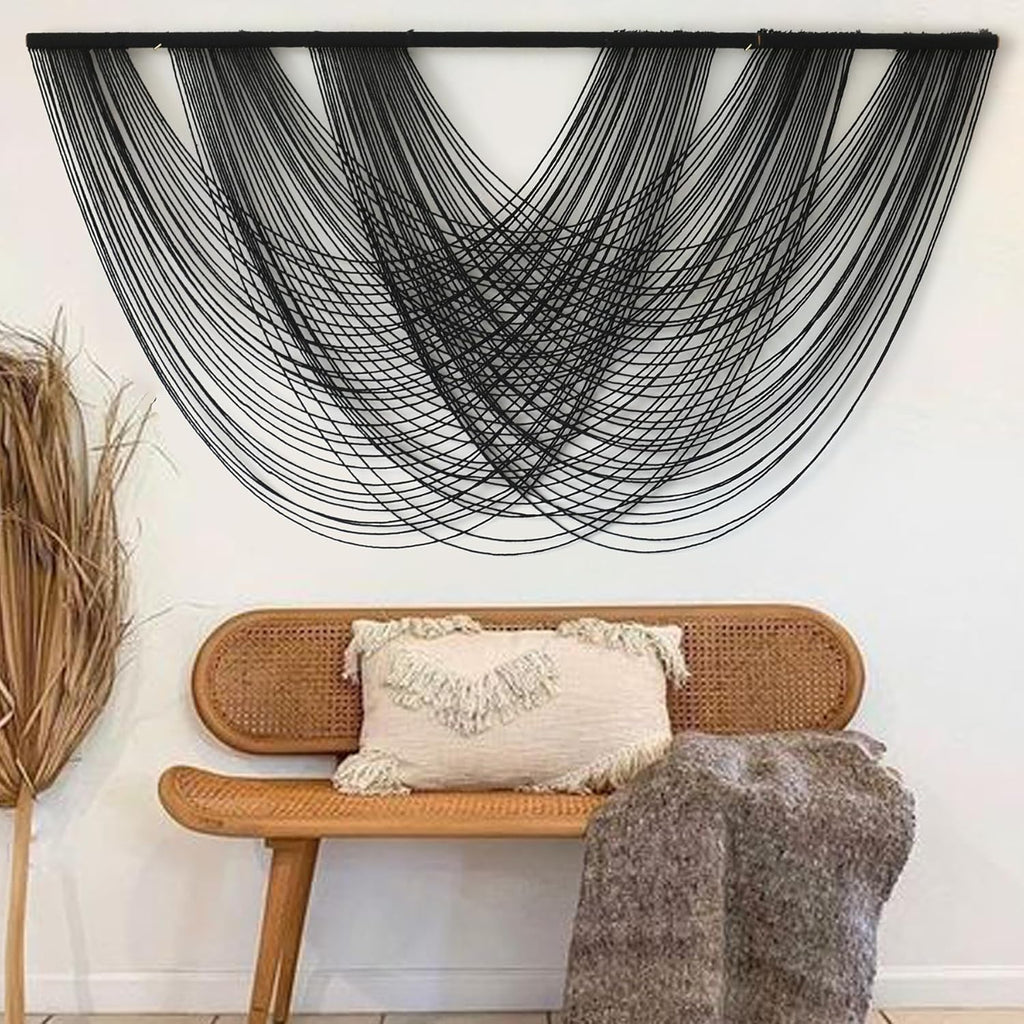 Flber Macrame Wall Hanging Boho Wall Decor Yarn Wall Art Tapestry Bedroom Living Room Nursery Apartment Home Decor 57" W x 31" L