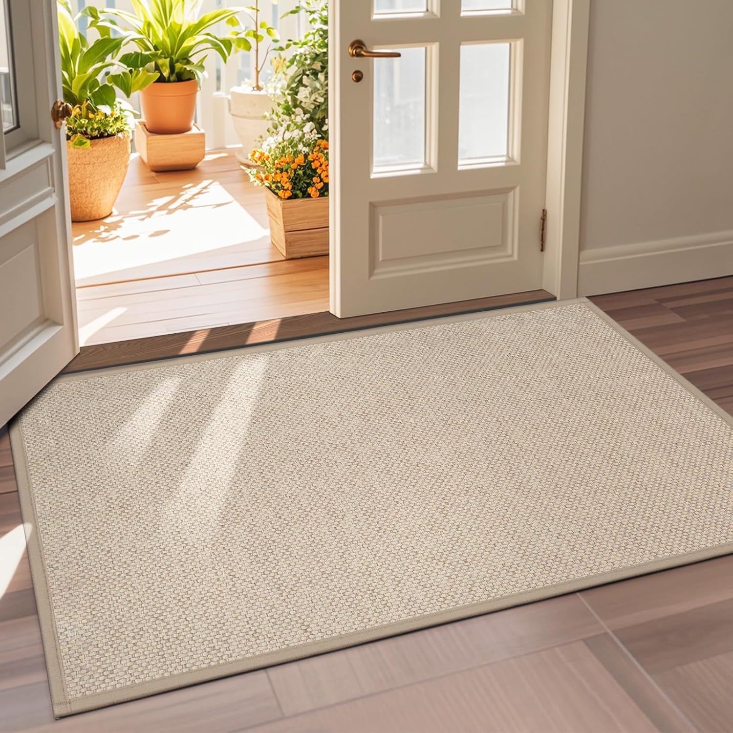 LEKEEPGO Door Mat 36"x59", Non Slip Door Mat Indoor Entrance, Rubber Backing Front Indoor Door Mats Washable Absorbent Low-Profile Doormat Entryway Entry Resist Dirt Inside Door Mats, Brown