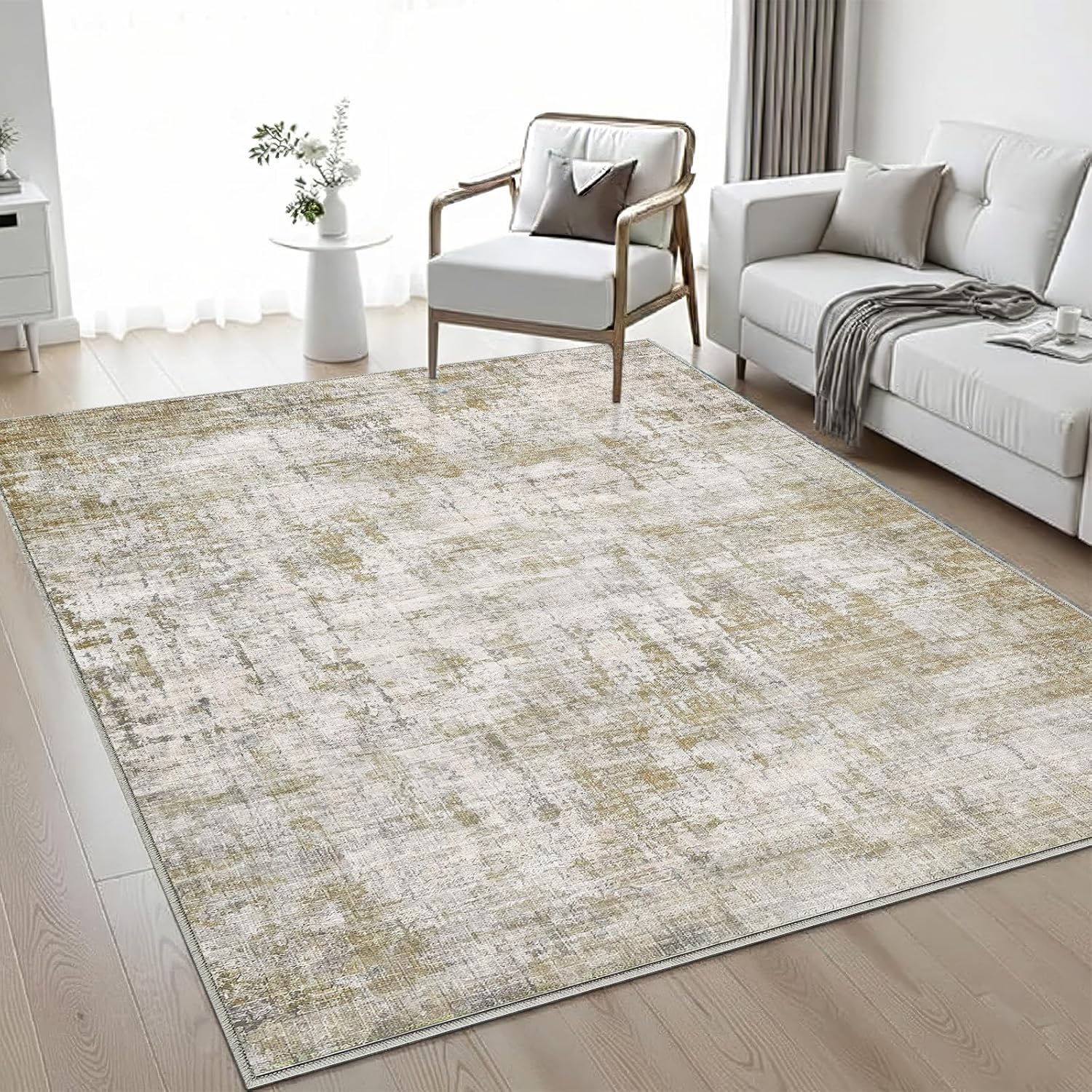 8x10 Area Rug Living Room Rugs - Washable Rug Large Modern Abstract Soft Thin Carpets Indoor Floor No Slip Vintage Carpet for Bedroom Under Dining Table Nursery Home Office Decor Blue