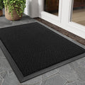 tchdio Front Door Mat Outside Entrance, Dirt Trapper Doormat-Entrance Welcome Matt Durable, Heavy Duty Entry Mat Non Slip Rubber Mats for Outside Stain Resist Door Mats for Entryway, 24"x36" Black