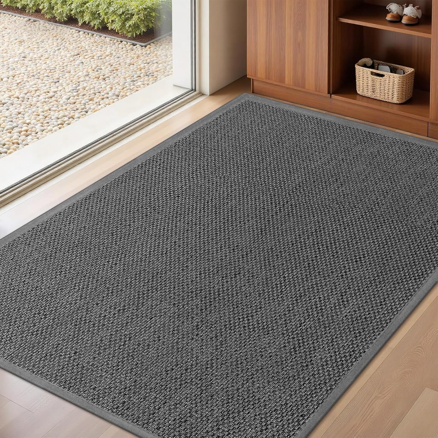 LEKEEPGO Door Mat 36"x59", Non Slip Door Mat Indoor Entrance, Rubber Backing Front Indoor Door Mats Washable Absorbent Low-Profile Doormat Entryway Entry Resist Dirt Inside Door Mats, Brown