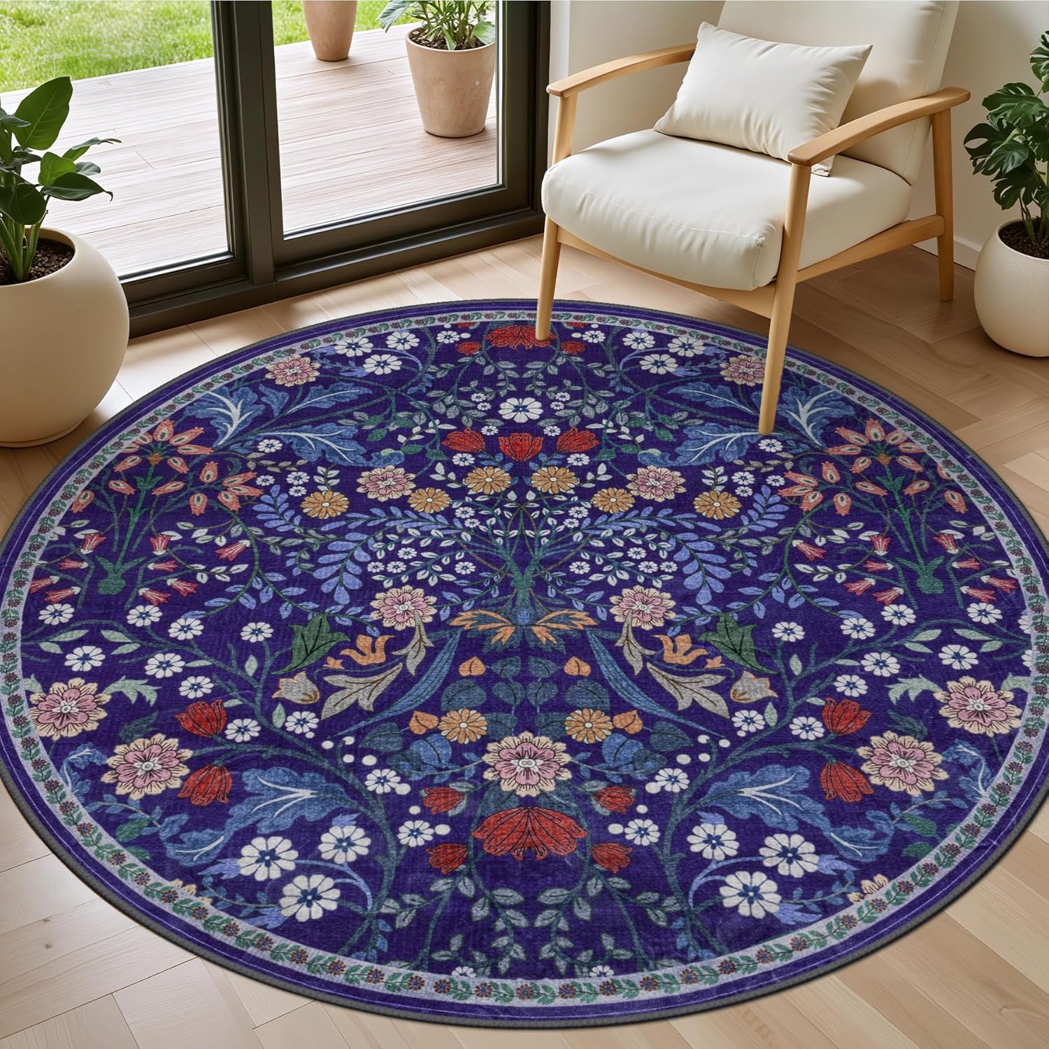 8x10 Area Rugs for Living Room: Floral Washable Rug Vintage Large Soft Boho Non-Slip Carpet Indoor Floor Stain Resistant Carpets for Bedroom Dining Room Farmhouse Nursery Home Office Dark Green