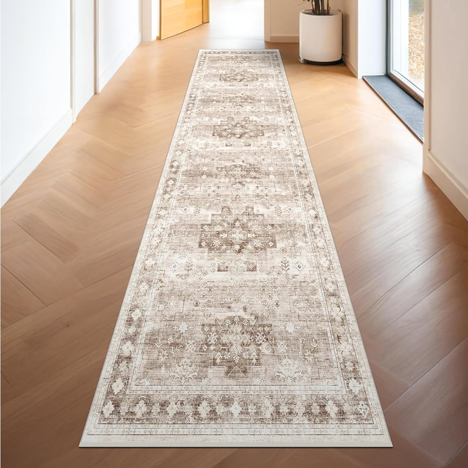 Black Farmhouse Washable 8x10 Area Rugs for Living Room, Bedroom, Dining Room Kitchen Table Rug for Under Table, Office, Dark Charcoal Tumble Stain Resistant Non-Slip Large Washable (8x10 Black/Multi)