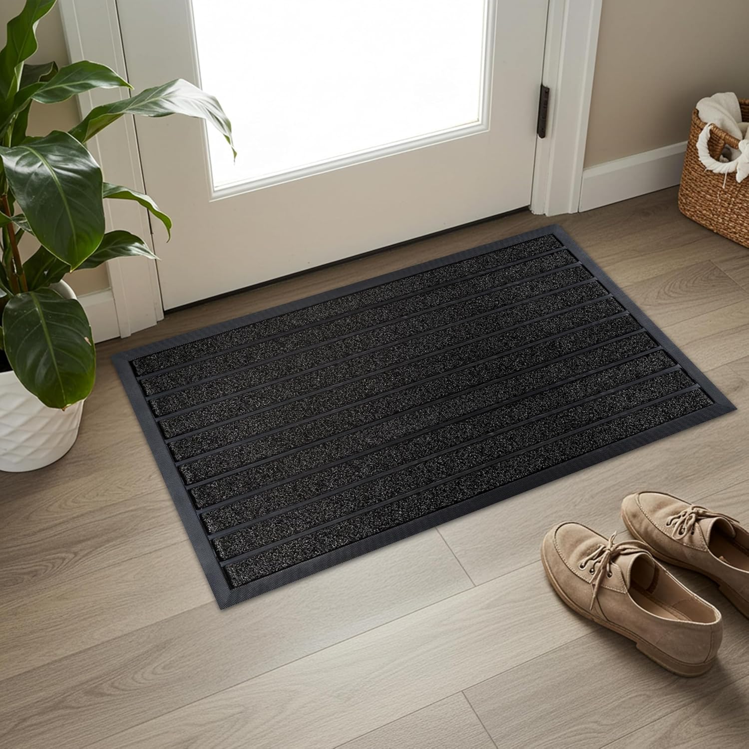 ubdyo Extra Durable Door Mat - Dirt Trapping Outdoor Welcome Mats - Non-Slip Outdoor Indoor Entrance - Low Profile Front Doormat(47" x 32", Bright Grey)