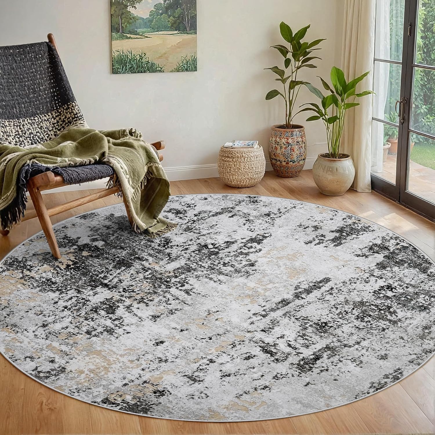 8x10 Area Rugs for Living Room Rug Washable: Abstract Large Rug for Dining Room Bedroom Carpet Non Slip 8 by 10 Indoor Modern Nursery Home Office Blue Grey